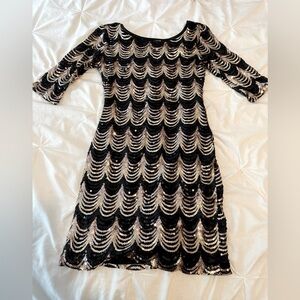 Elegant Black and Gold Sequin Dress